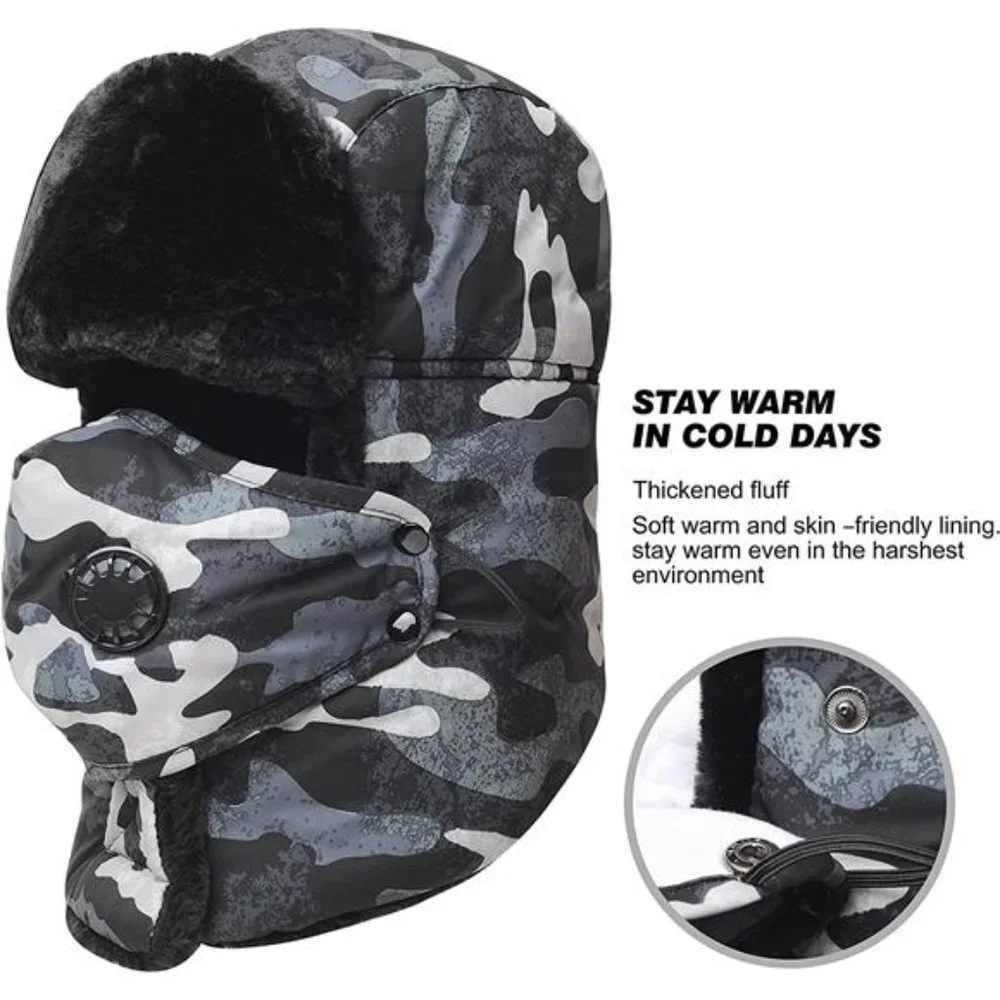 Men's Trooper Trapper Hat Winter Ski Hat with Winter Ear Flap